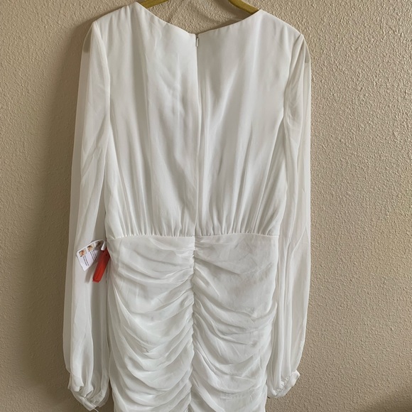 MAC DUGGAL Ruched Long Sleeve Chiffon Cocktail Dress🌴 - Picture 7 of 10